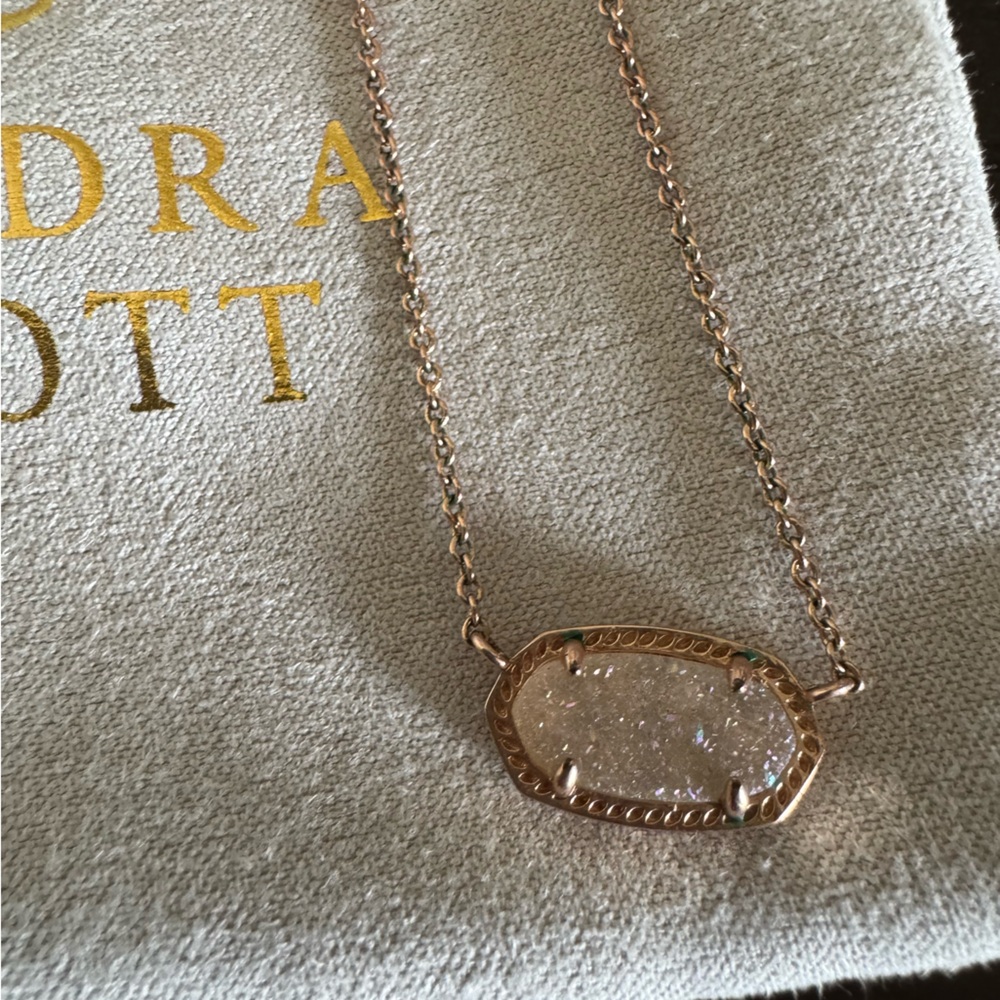 Kendra Scott Rose Gold and White Drusy Necklace